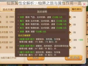 仙游属性全解析：仙界之旅与属性作用一览