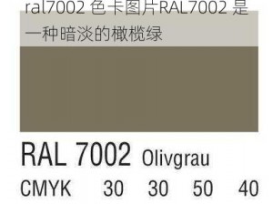 ral7002 色卡图片RAL7002 是一种暗淡的橄榄绿