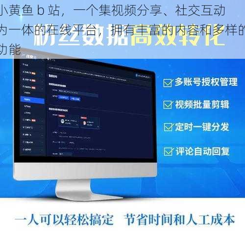 小黄鱼 b 站，一个集视频分享、社交互动为一体的在线平台，拥有丰富的内容和多样的功能