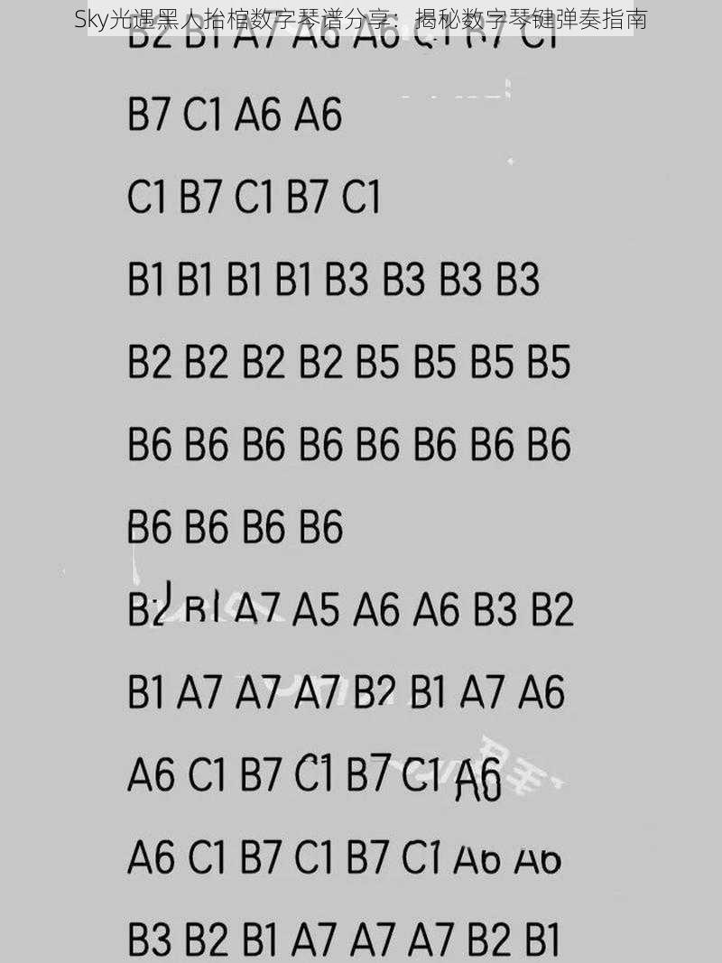 Sky光遇黑人抬棺数字琴谱分享：揭秘数字琴键弹奏指南