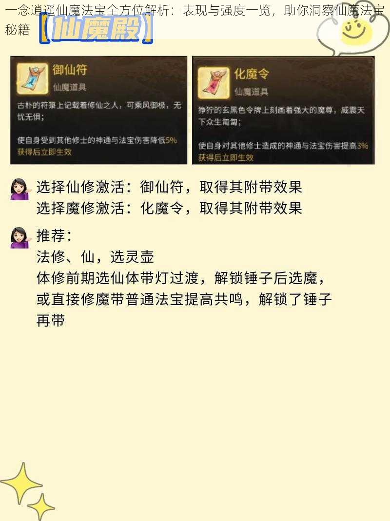 一念逍遥仙魔法宝全方位解析：表现与强度一览，助你洞察仙魔法宝秘籍