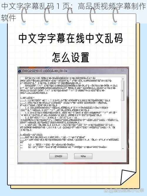 中文字字幕乱码 1 页：高品质视频字幕制作软件